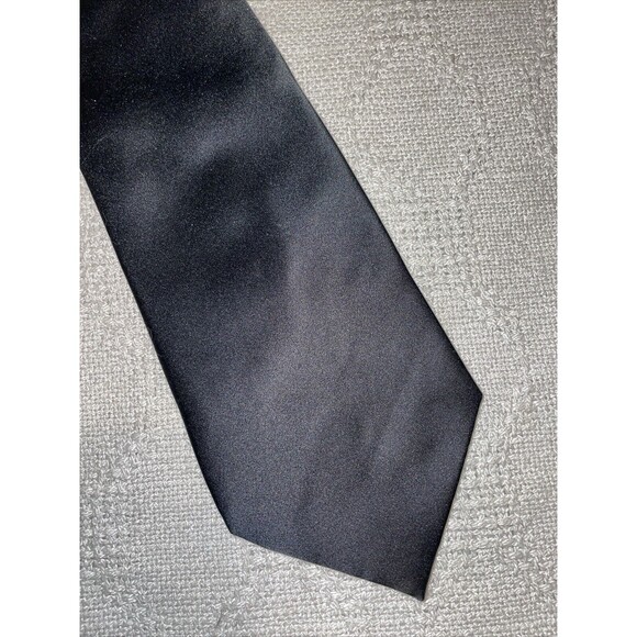 Stacy Adams Men’s Dress Tie Size 57” 4” Solid Black Polyester Business Formal - Picture 1 of 12